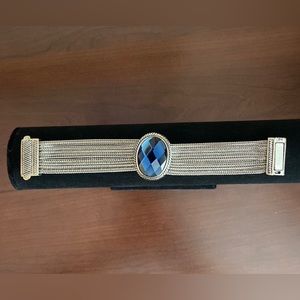 NWOT! Silver Tone Multi-Strand Faux Blue Gemstone Bracelet